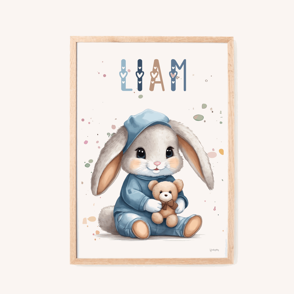 Børneplakat - Blå kanin 2